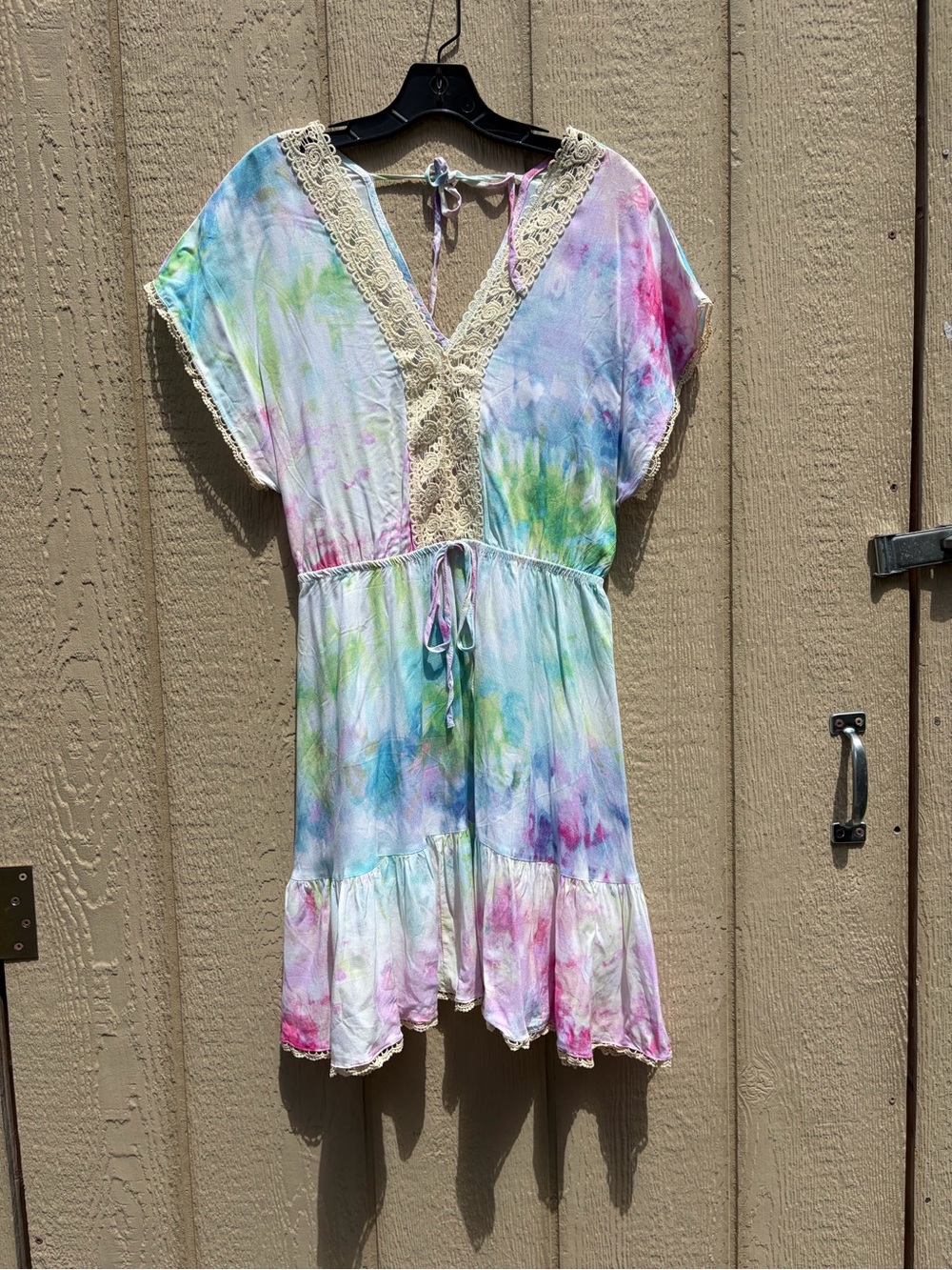 Tie-Dye Lace Trim Mini Dress // or beach cover up